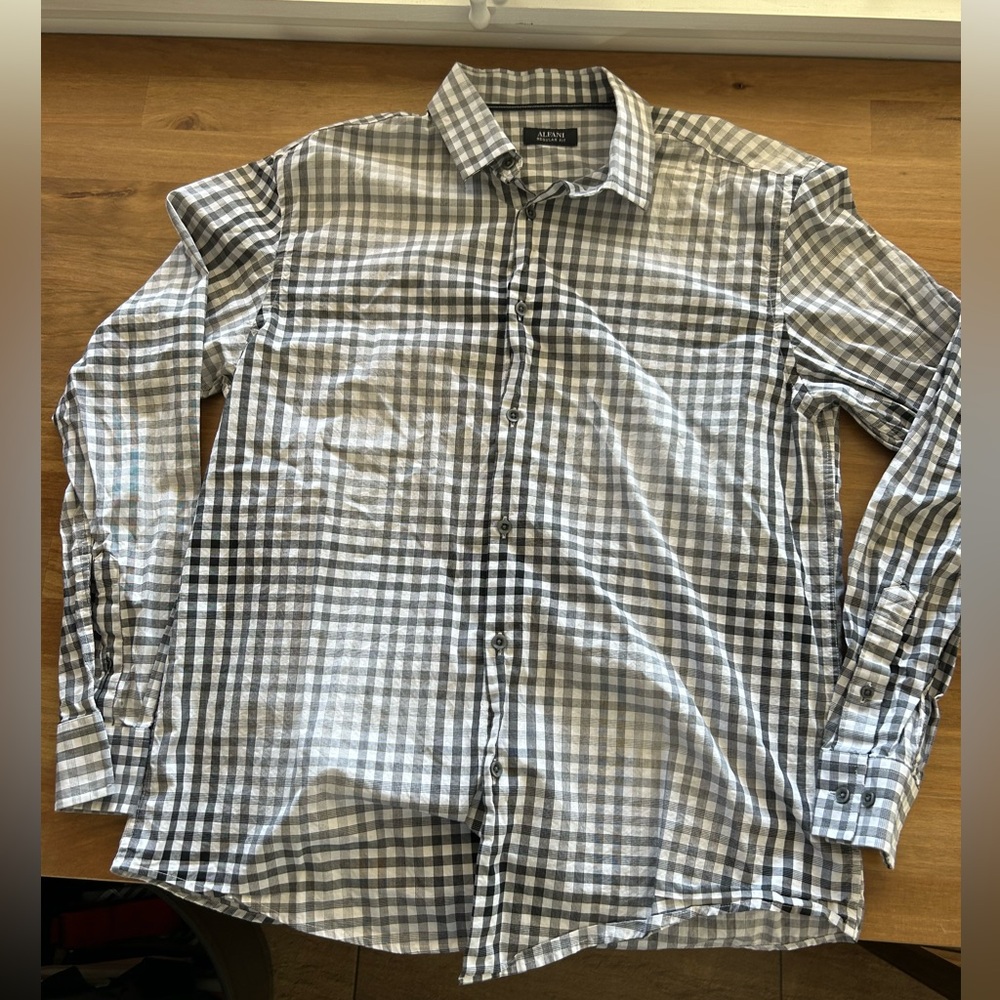 Alfani Checkered Dress Shirt